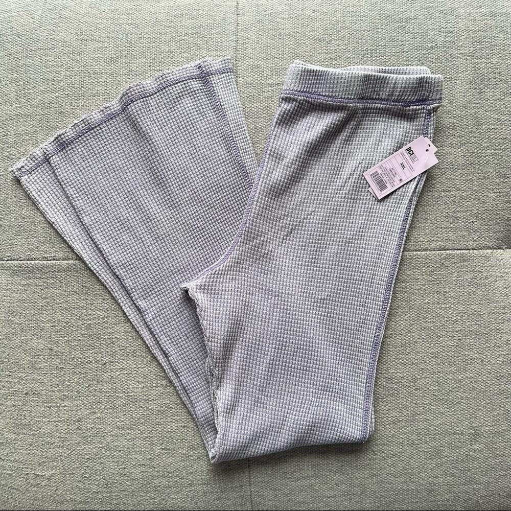 NWT Wild Fable Waffle Knit Thermal Boho Flare Leg Pants Legging Purple XXL - Picture 3 of 11